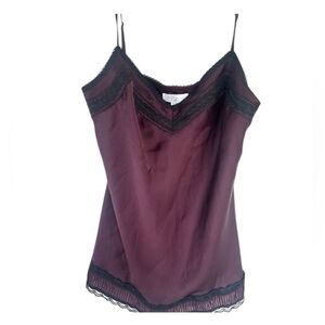 LOFT Red and Black Fitted Embellished Camisole